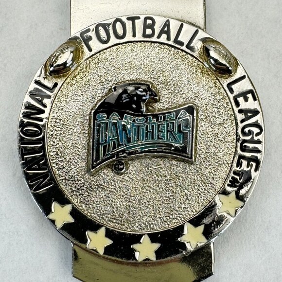 NFL Carolina Panthers Logo Money Clip Silver-tone Metal Football - Picture 2 of 6